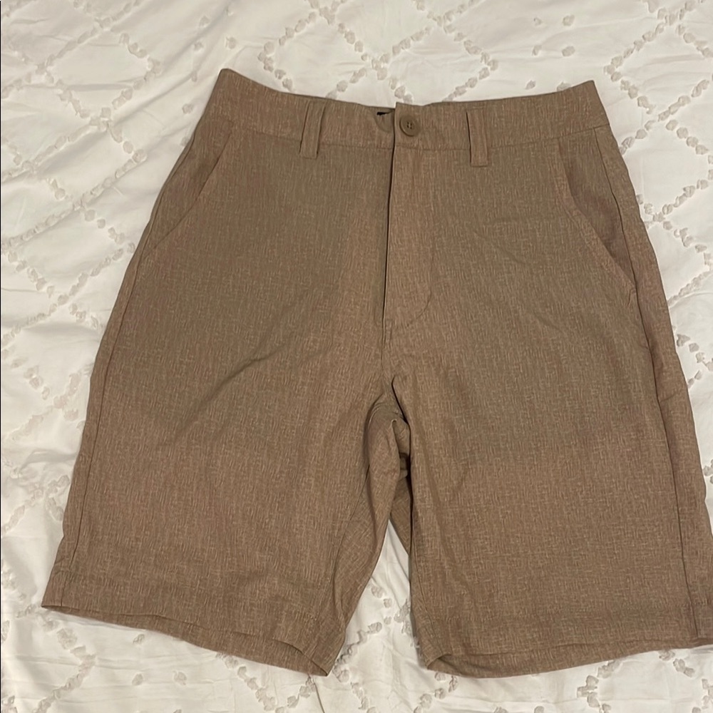 CSG Tan Flat Front Shorts with Classic Design